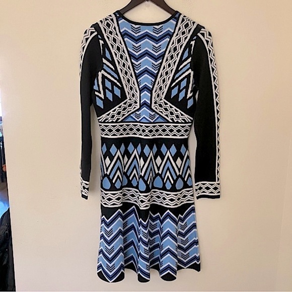 Eliza J Women’s Long Sleeve Geometric Fit and Flare Midi Sweater Dress Medium - Picture 10 of 13
